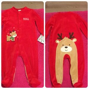 Baby's First Christmas Red Velour Onesie Outfit 9Months